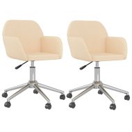 Въртящи се трапезни столове, 2 бр, кремави, текстил