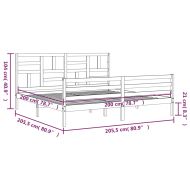 Рамка за легло с табла, 200x200 см, дърво масив