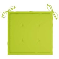 Градински столове, 2 бр, яркозелени възглавници, тик масив