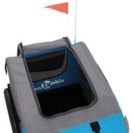 Ремарке за колело за любимци син и сив Оксфорд плат и желязо