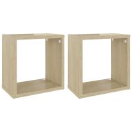 Стенни кубични рафтове, 2 бр, дъб сонома, 26x15x26 см