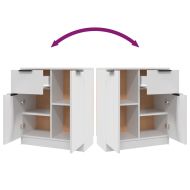 Сайдборд, бял, 60x30x70 см, инженерно дърво