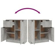 Сайдборд, бетонно сив, 60x30x70 см, инженерно дърво