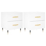 Нощни шкафчета, 2 бр, бели, 40x35x47,5 см, инженерно дърво