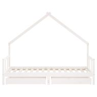 Детска рамка за легло с чекмеджета, бяла, 90x190 см, бор масив