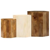 Комплект маси за кафе, 3 бр, манго масив