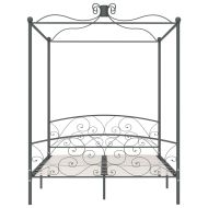 Рамка за легло с балдахин, сива, метал, 180x200 см