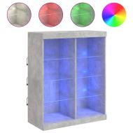 Сайдборд с LED светлини, бетонно сив, 81x37x100 см