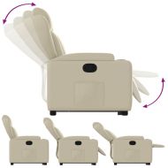 Изправящ реклайнер стол, кремав, изкуствена кожа