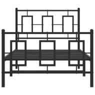 Метална рамка за легло с горна и долна табла, черна, 90x200 см