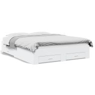 Рамка за легло, с чекмеджета, без матрак, бяла, 160x200 см