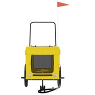 Ремарке за колело за любимци жълт и черен Оксфорд плат и желязо