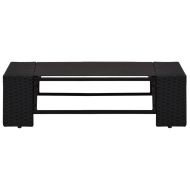 Градински комплект с възглавници, 10 части, полиратан, черен