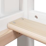 Двуетажно легло с покрив, бял, 75x190 см, борово дърво масив