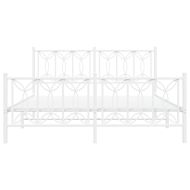 Метална рамка за легло с горна и долна табла, бяла, 160x200 см
