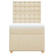 Боксспринг легло с матрак, кремава, 90x190 см, плат