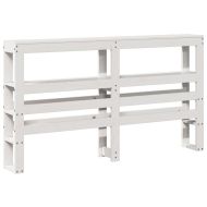 Горна табла с рафтове, бяла, 120 см, масивно дърво бор