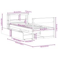 Рамка за легло без матрак, бял, 90x190 см, борово дърво масив