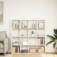 Библиотека, бяла, 137,5x29x137,5 см, инженерно дърво