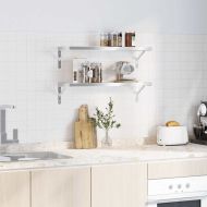 Стенни рафтове 2 бр 75x23,5 см сребристи неръждаема стомана