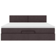 Османска легло с матрак и LED, тъмнокафяво, 160x200 см, плат