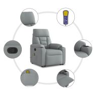 Изправящ масажен реклайнер стол, светлосив, текстил