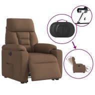 Електрически изправящ реклайнер стол, кафяв, текстил