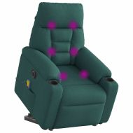 Електрически изправящ масажен реклайнер стол тъмнозелен текстил