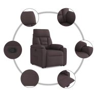 Изправящ реклайнер стол, тъмнокафяв, текстил