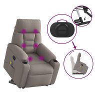 Масажен изправящ стол реклайнер, таупе, текстил