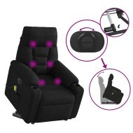 Електрически изправящ масажен реклайнер, черен, микрофибър