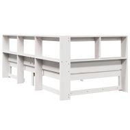 Легло с рафтове за книги, без матрак, бял, 75x190 см, бор масив