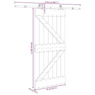 Плъзгаща врата с монтажни части, 95x210 см, борово дърво масив