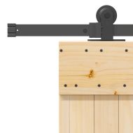 Плъзгаща врата с монтажни части, 85x210 см, борово дърво масив