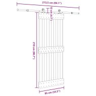 Плъзгаща врата с монтажни части, 85x210 см, борово дърво масив