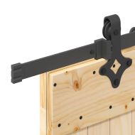 Плъзгаща врата с монтажни части, 85x210 см, борово дърво масив