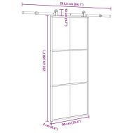 Плъзгаща се врата с обков 90x205 см ESG стъкло и алуминий