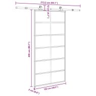 Плъзгаща се врата с механизъм 102x205 см ESG стъкло и алуминий