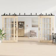 Комплект механизъм за плъзгаща врата, 427 см, стомана, черен