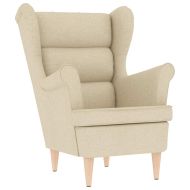 Фотьойл с табуретка за крака, кремав, текстил