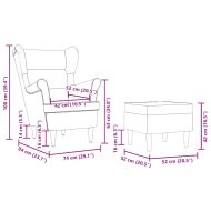 Фотьойл с табуретка за крака, кремав, текстил