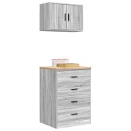 гаражни шкафове, 2 бр, сив сонома, инженерно дърво