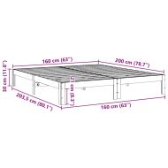 Рамка за легло без матрак, бял, 160x200 см, бор масив