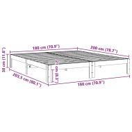 Рамка за легло без матрак, бял, 180x200 см, бор масив