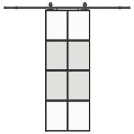 Плъзгаща се врата с комплект обков Черно 76x205 cm