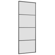 Плъзгаща се врата с обков черна 76x205 см ESG стъкло