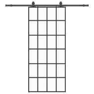 Плъзгаща се врата с обков черна 90x205 см ESG стъкло