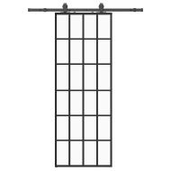 Плъзгаща се врата с обков черна 76x205 см ESG стъкло