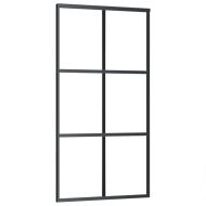 Плъзгаща се врата с механизъм черна 102x205 см ESG стъкло