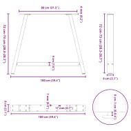 Крака за трапезарна маса, А-образни, 2 бр., 100 x (72-73) см, стомана